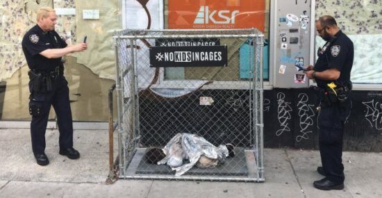 Pieces from "No Kids in Cages," a pop-up art installation in New York City highlighting the current family separation crisis at the US-Mexico border.