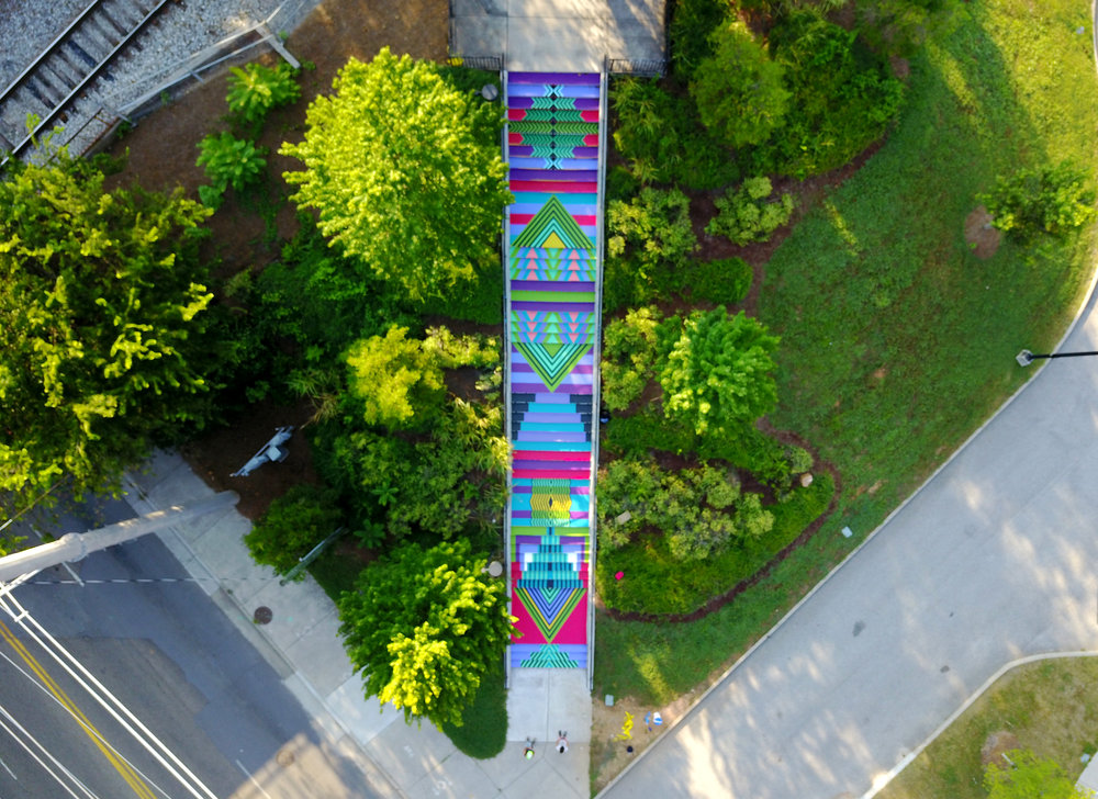 A colorful set of Knoxville steps painted by artists Jessie and Katey.