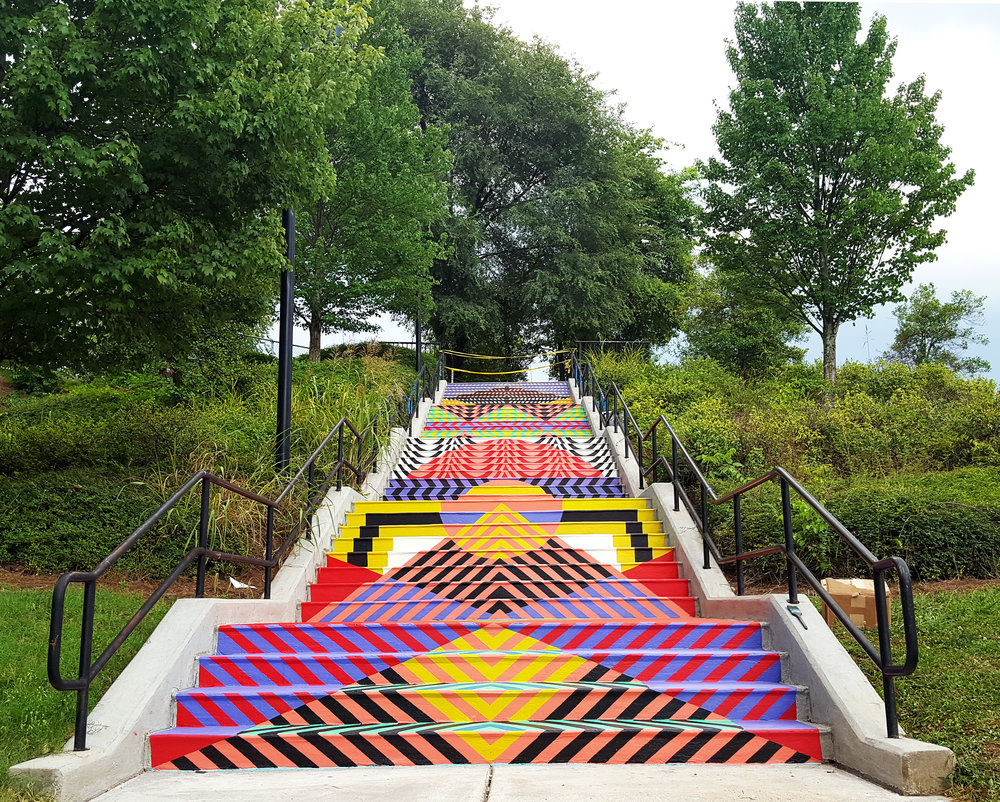 A colorful set of Knoxville steps painted by artists Jessie and Katey.