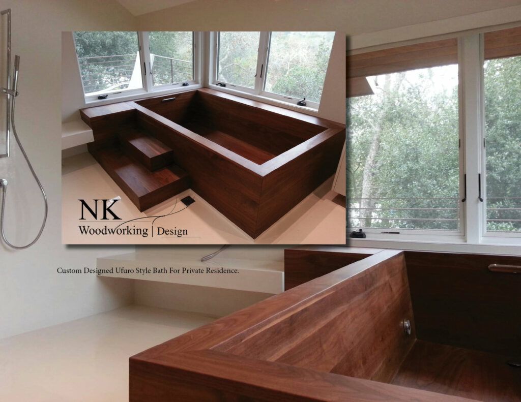 Handcrafted wooden bathtubs from NK Woodworking.