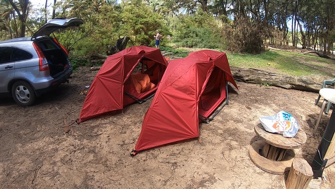 The Tammock Freestanding Hammock Tent, fully set up.