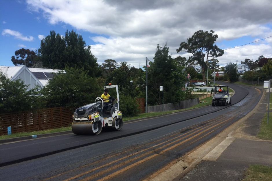 Charlton Street, the new road in Tasmania built using recycled asphalt and printer cartridges.