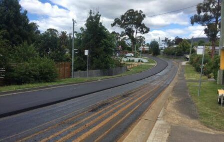 Charlton Street, the new road in Tasmania built using recycled asphalt and printer cartridges.