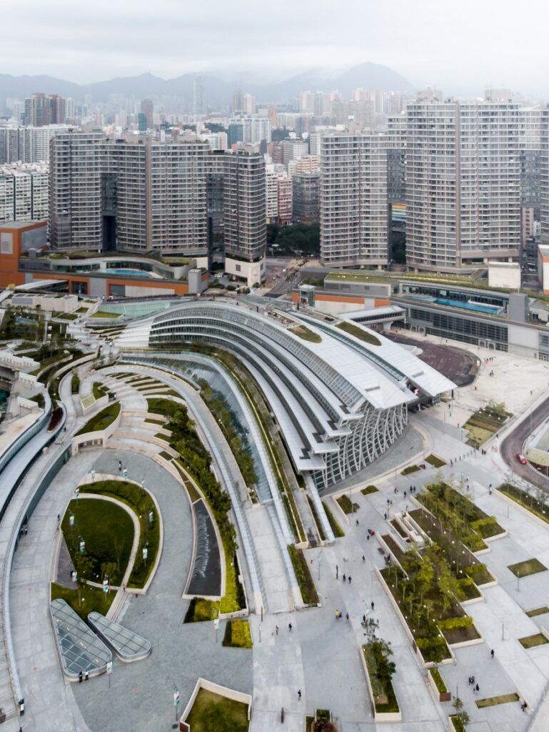 West Kowloon Station's interactive rooftop park.