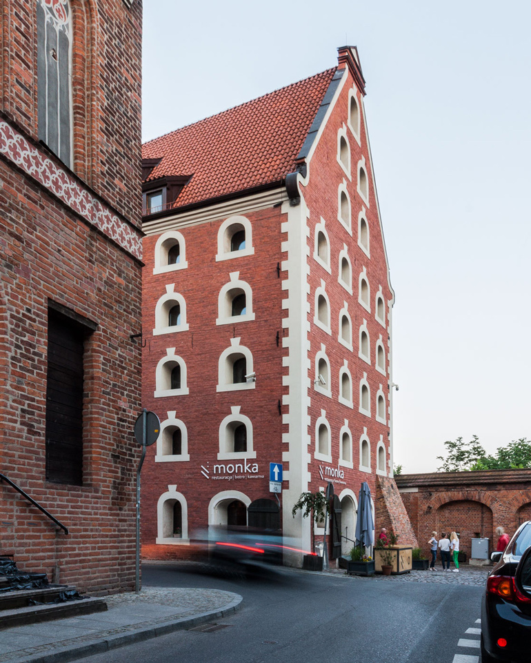 Inside Monka Apartments, a Polish granary-turned-modern apartment building.