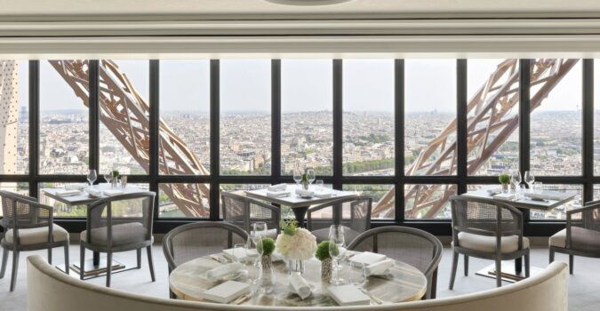 Interior shots of the elegant new Le Jules Verne Restaurant inside Paris' iconic Eiffel Tower.