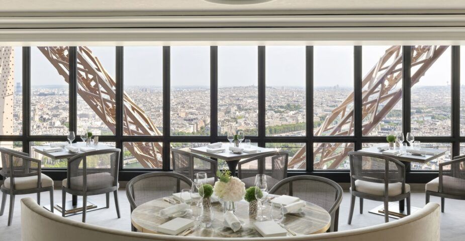 Interior shots of the elegant new Le Jules Verne Restaurant inside Paris' iconic Eiffel Tower.