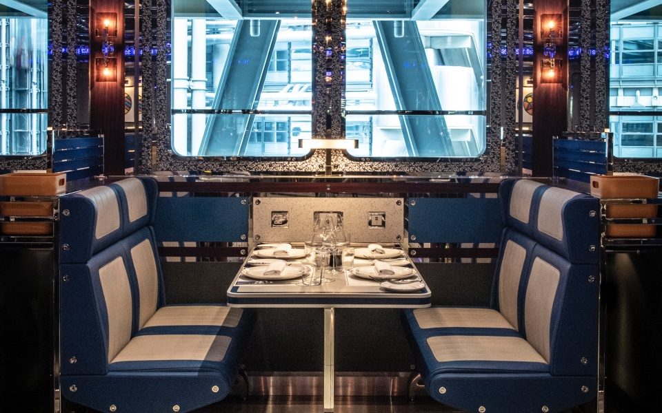 One of the dining booths featured in London's new Bob Bob Cité restaurant.