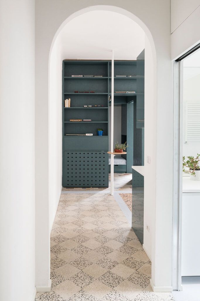 Inside "House N," a renovated transforming apartment in Milan. 