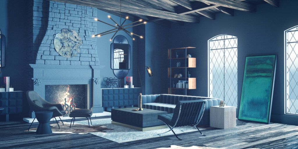 Modsy's custom-designed interior inspired by Lord Voldemort from the "Harry Potter" series.