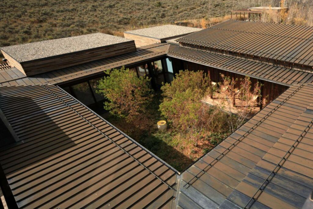 Aerial view of the Walden House's central courtyard.