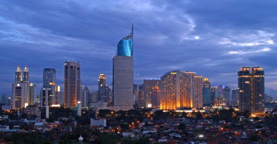 Jakarta skyline at dusk