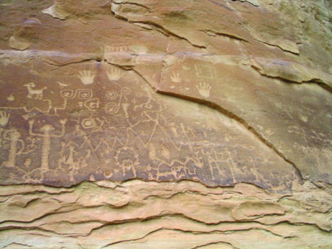 Petroglyphs inside the Pueblo cliff dwellings