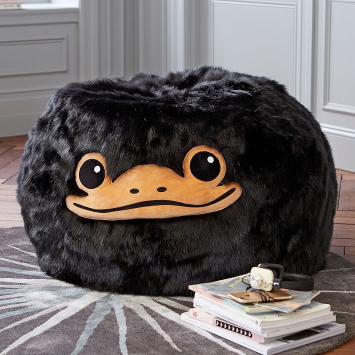 The Niffler Critter beanbag featured in Pottery Barn Teen's new "Fantastic Beasts" furniture collection