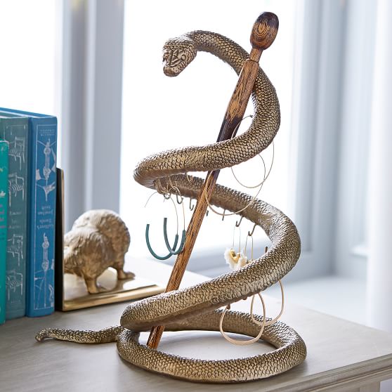 The Nagini earring holder featured in Pottery Barn Teen's new "Fantastic Beasts" furniture collection