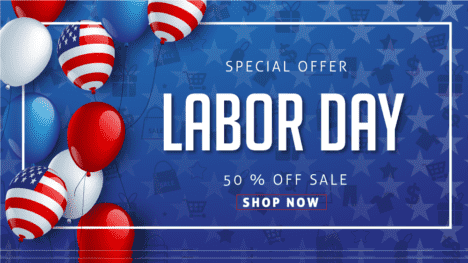 Promotional materials for a blowout Labor Day sale.