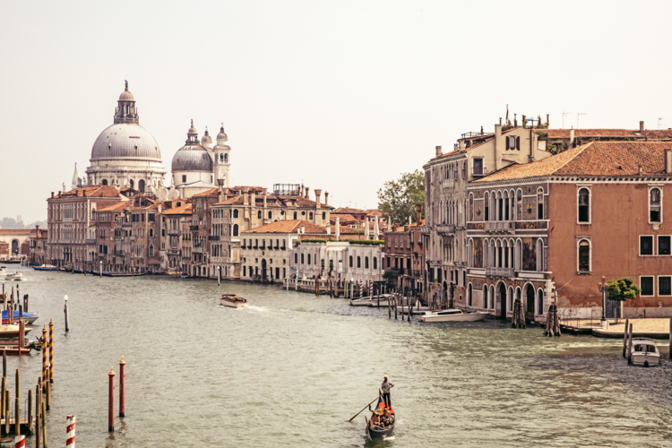A wide canal in Venice, Italy