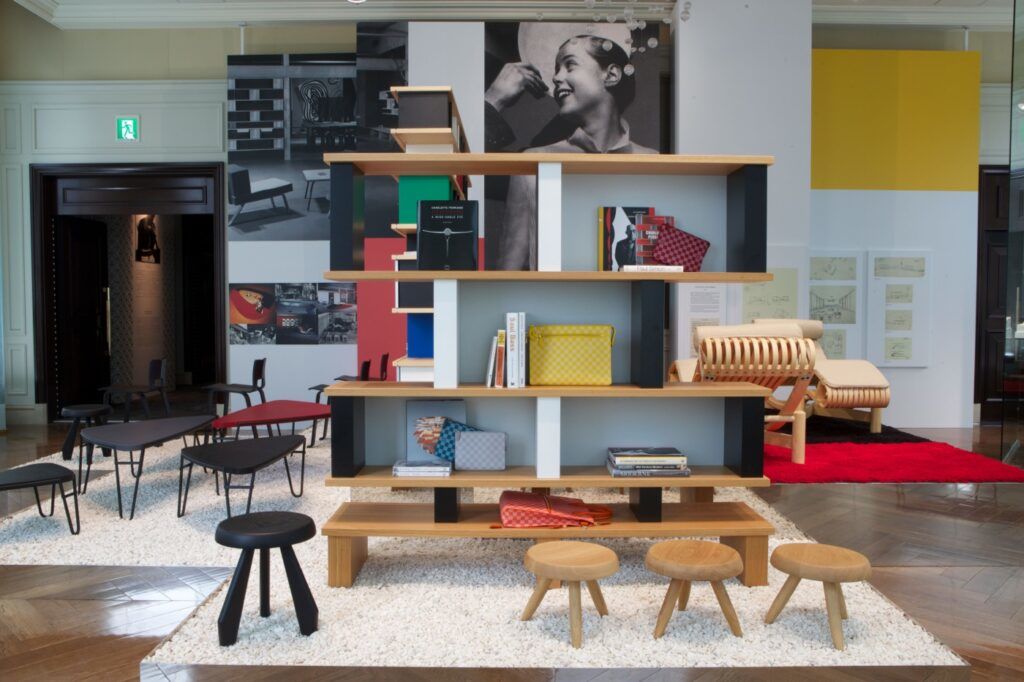 Some of the iconic Charlotte Perriand furniture pieces featured in Cassina's new exhibition at the Foundation Louis Vuitton