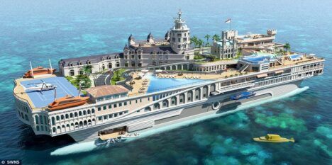 Shot of the luxurious new "Streets of Monaco" Superyacht