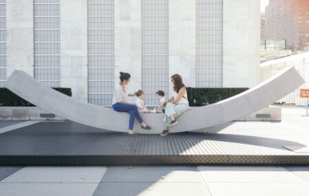 "The Best Weapon," a new "peace bench" designed by Snøhetta for the Nobel Peace Center.